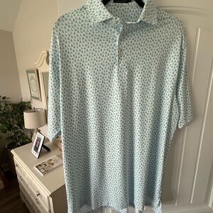 Southern Marsh Light Blue Geometric Polo (Sail Boats on Pattern)